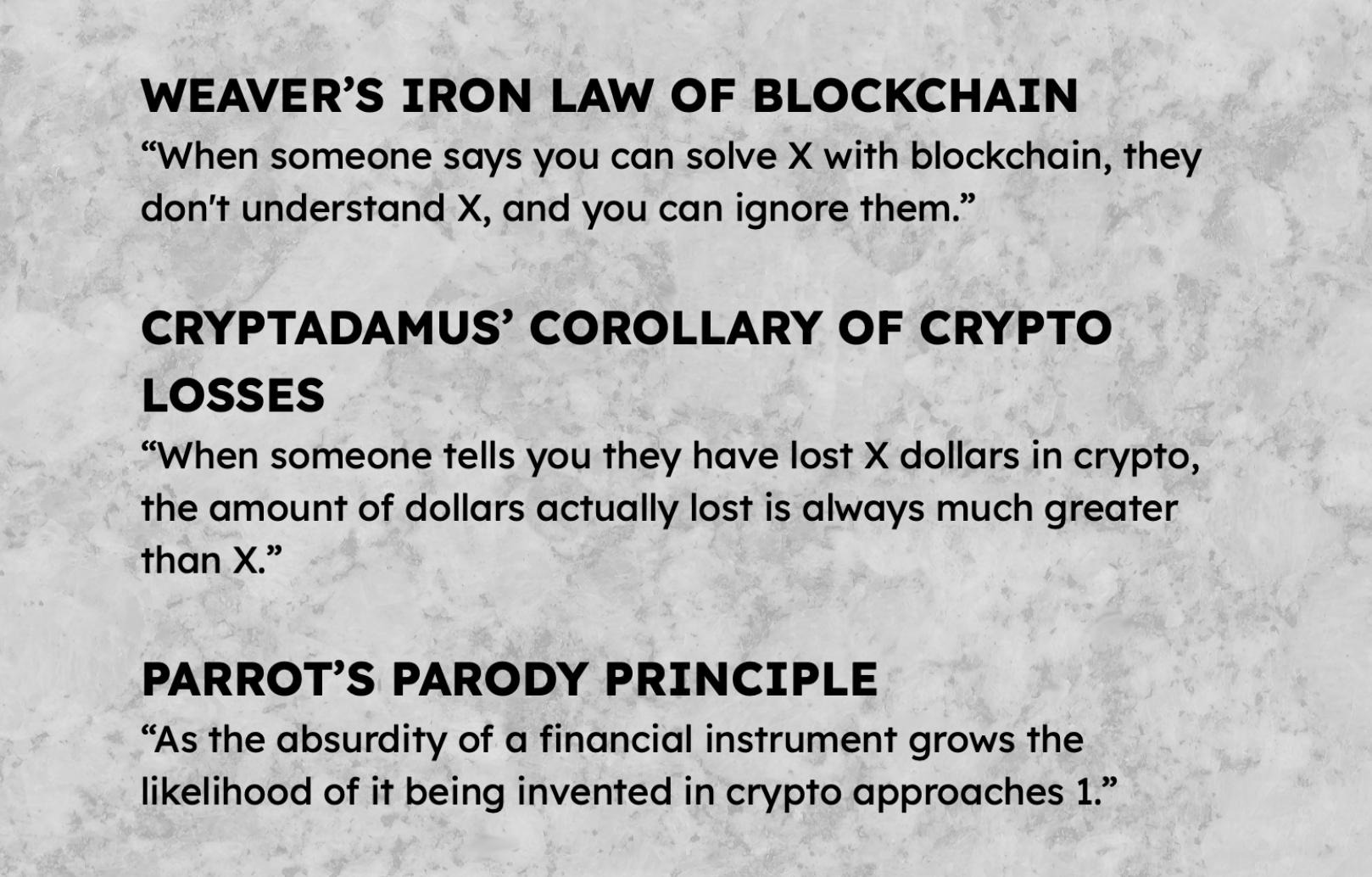 3 eponymous laws for cryptocurrency and blockchain